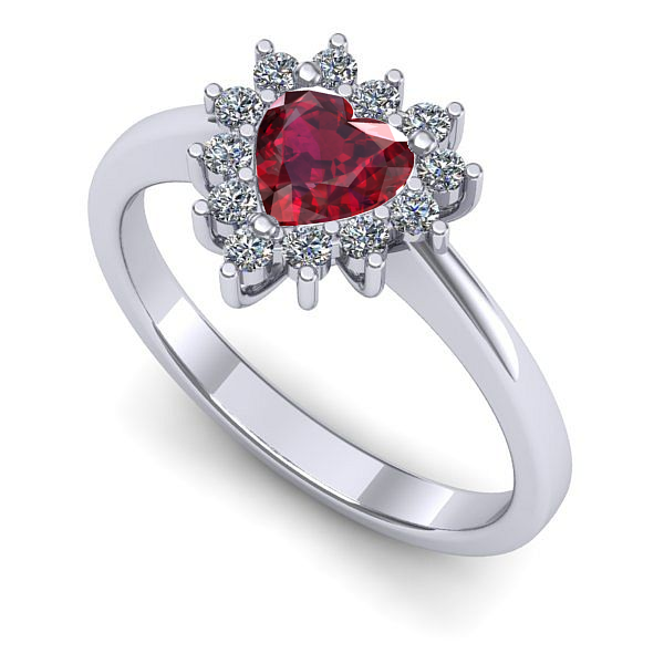 Inel logodna din aur alb cu rubin