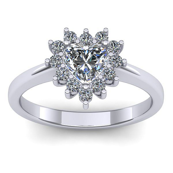 Inel cu diamant de laborator inima