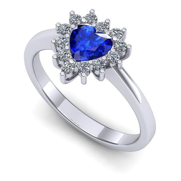 Inel logodna din aur alb cu safir