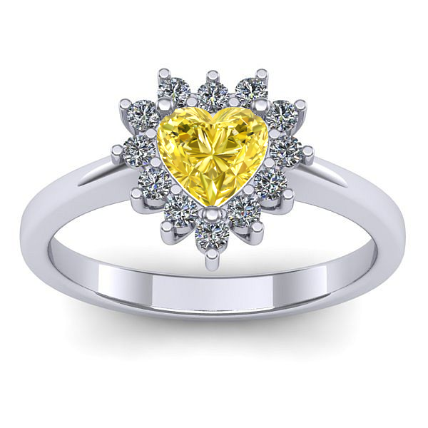 Inel logodna cu safir galben inima