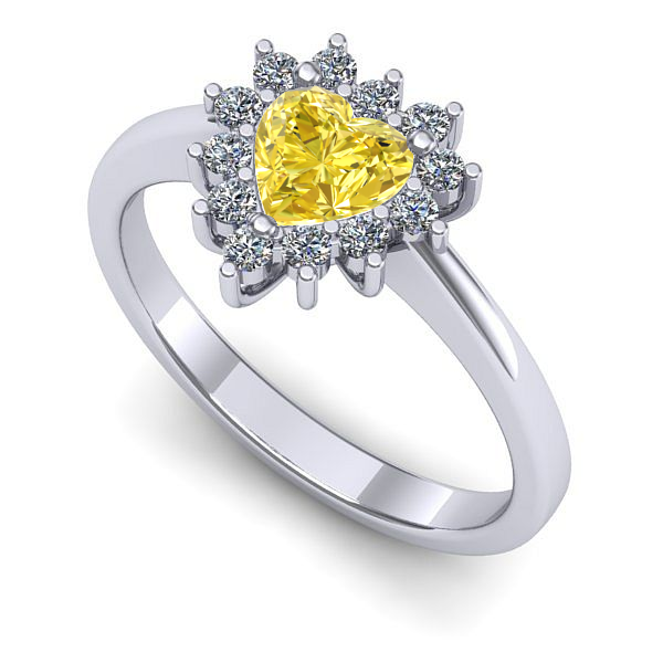 Inel logodna din aur alb cu safir galben