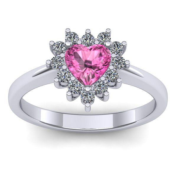 Inel cu safir roz inima