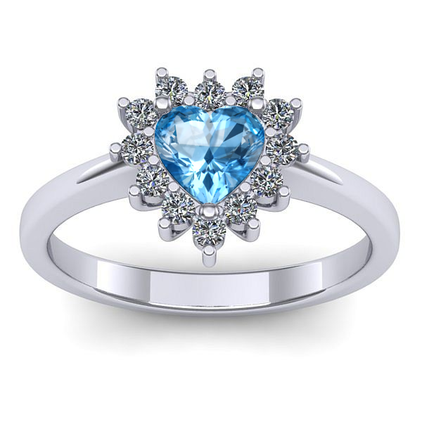 Inel logodna cu topaz blue inima