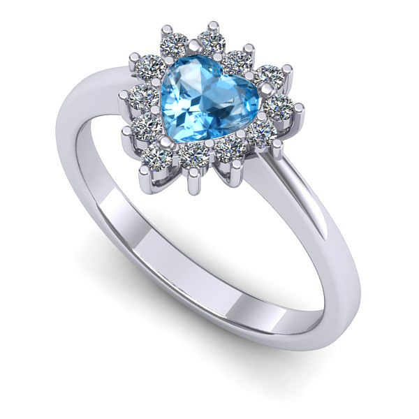 Inel de logodna din aur alb cu topaz blue