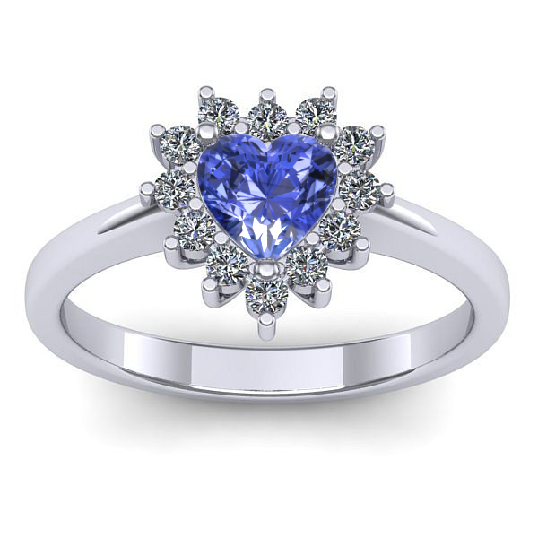 Inel de logodna cu tanzanit inima
