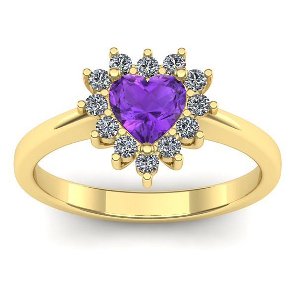 Inel cu ametist inima