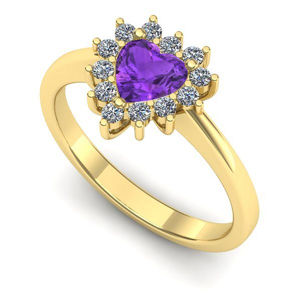 Inel logodna din aur galben cu ametist