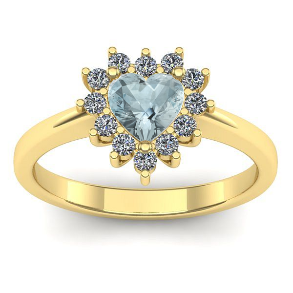 Inel logodna cu aquamarin inima