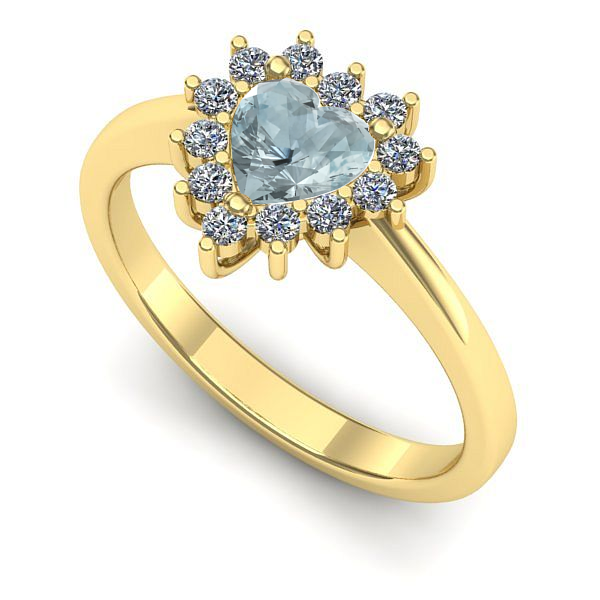 Inel de logodna din aur galben cu aquamarin