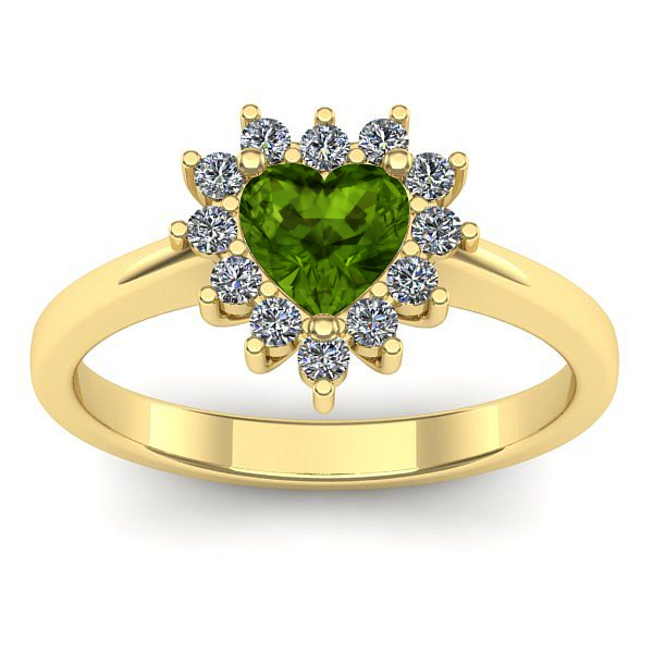 Inel de logodna cu peridot inima