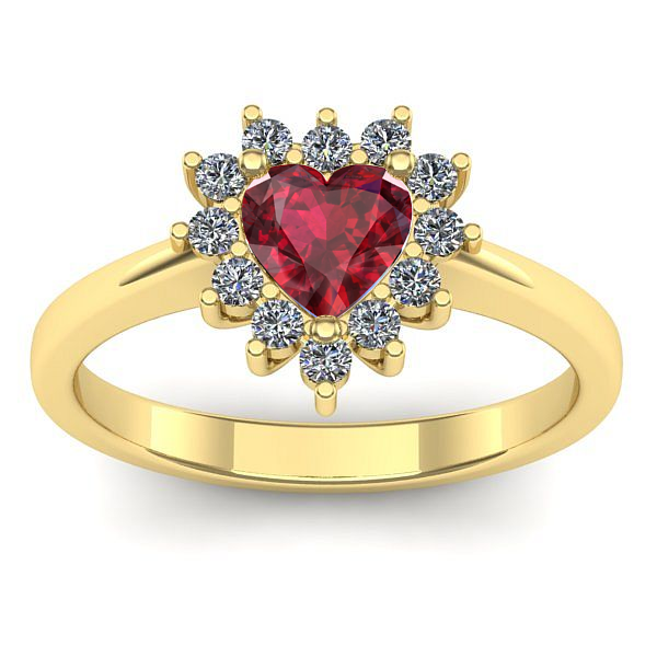 Inel cu rubin inima