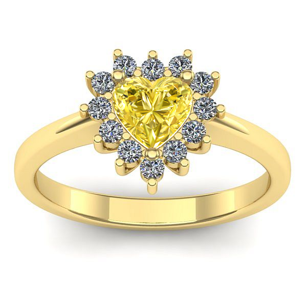 Inel logodna cu safir galben inima