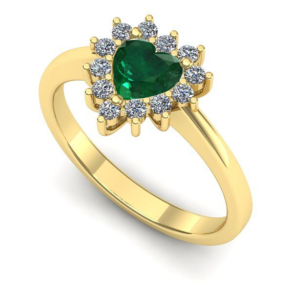 Inel logodna din aur galben cu smarald