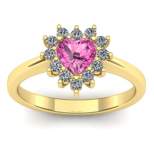 Inel de logodna cu safir roz inima