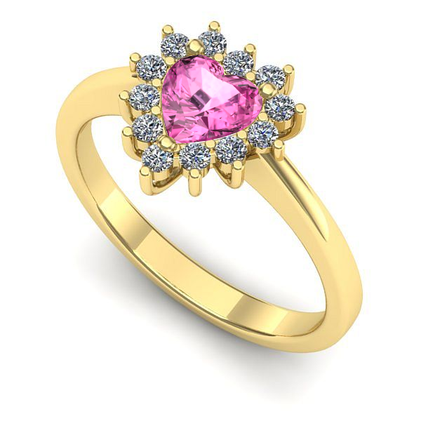 Inel logodna din aur galben cu safir roz