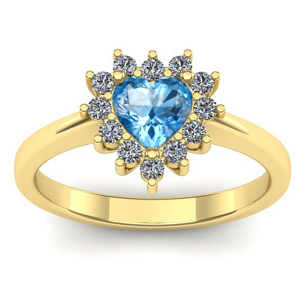 Inel de logodna cu topaz blue inima