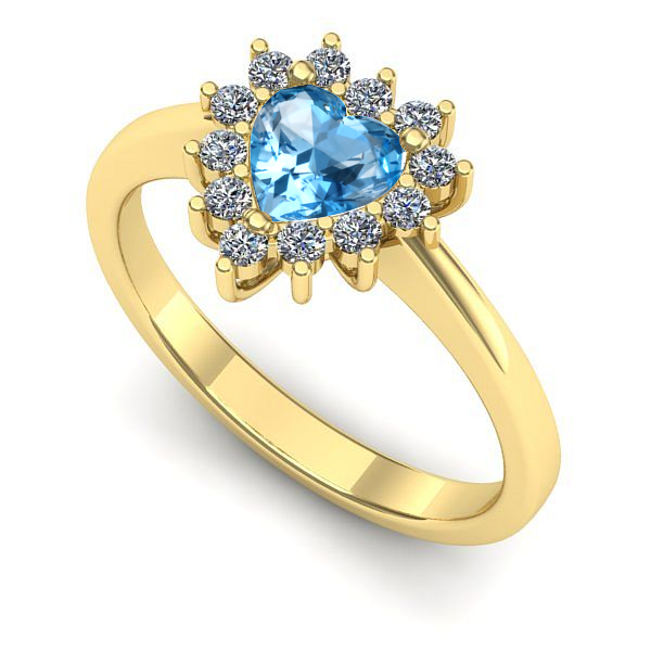 Inel de logodna din aur galben cu topaz blue