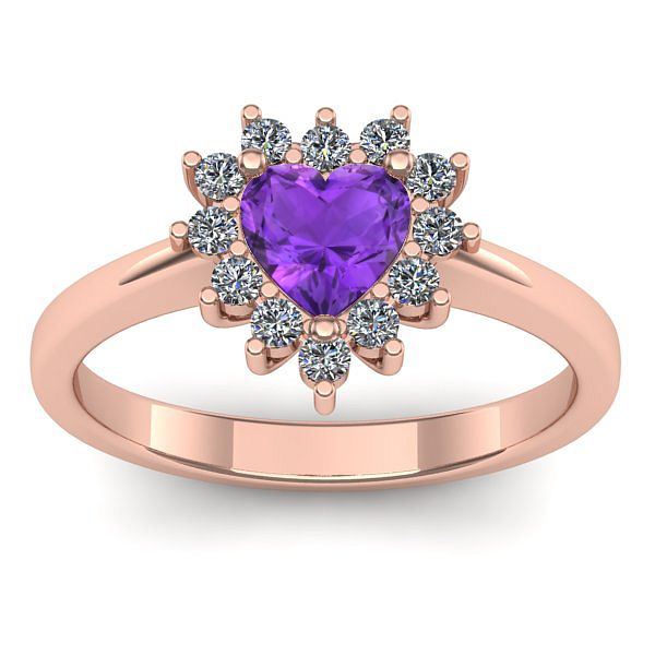 Inel cu ametist inima