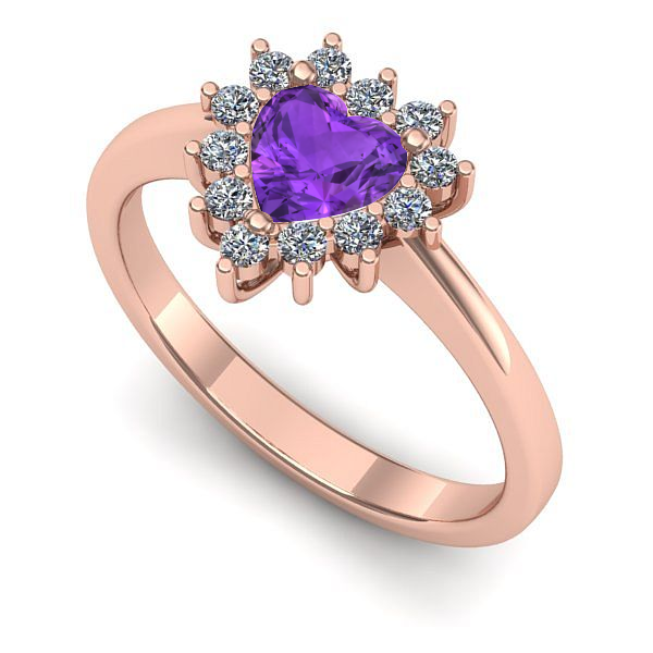 Inel de logodna din aur roz cu ametist