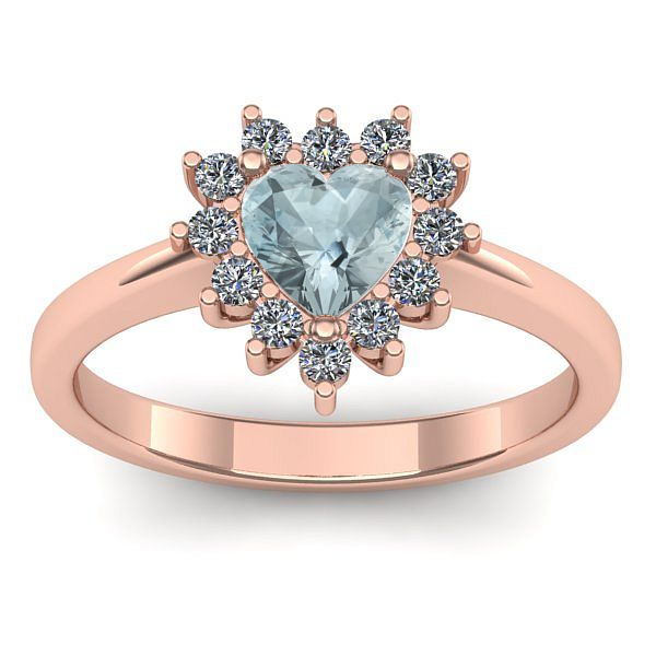 Inel cu aquamarin inima