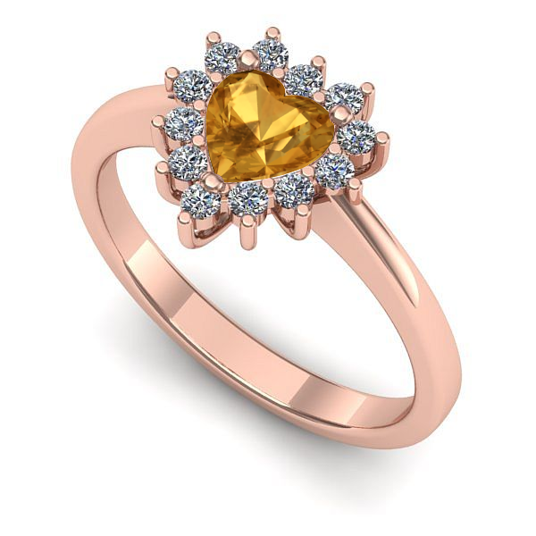 Inel de logodna din aur roz cu citrin