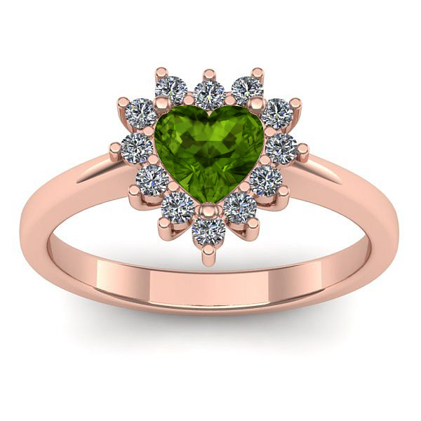 Inel logodna cu peridot inima