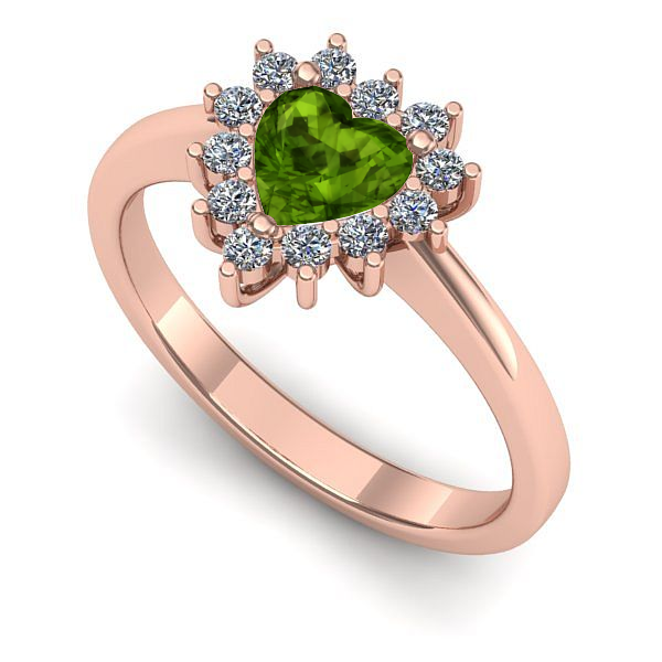 Inel de logodna din aur roz cu peridot