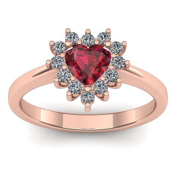 Inel cu rubin inima