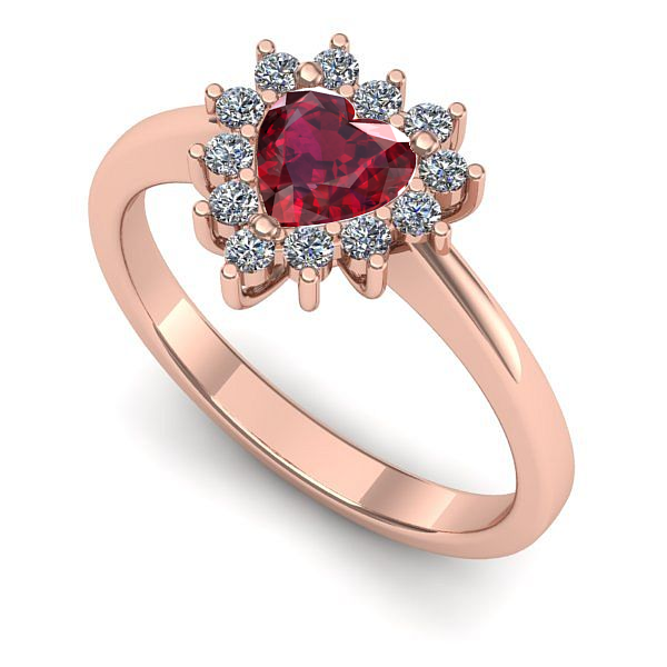 Inel de logodna din aur roz cu rubin