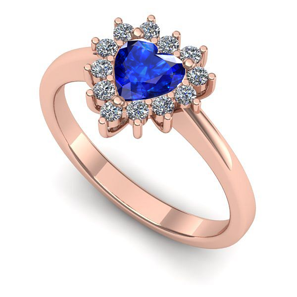 Inel de logodna din aur roz cu safir