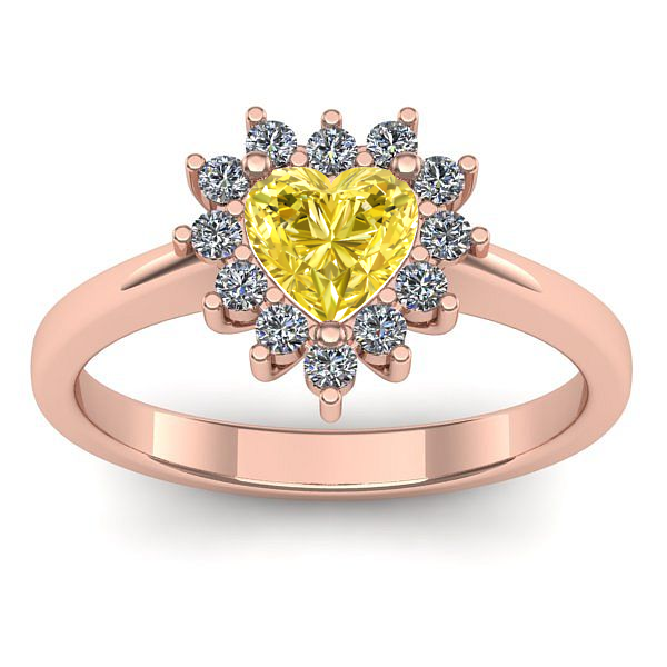 Inel cu safir galben inima