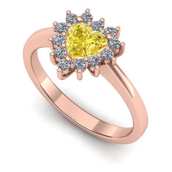 Inel de logodna din aur roz cu safir galben