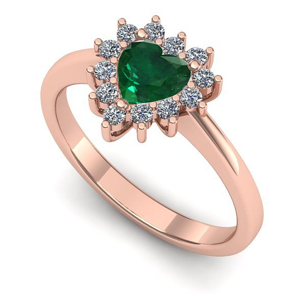 Inel din aur roz cu smarald