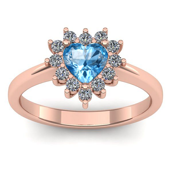 Inel logodna cu topaz blue inima