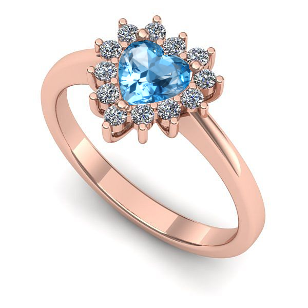 Inel din aur roz cu topaz blue