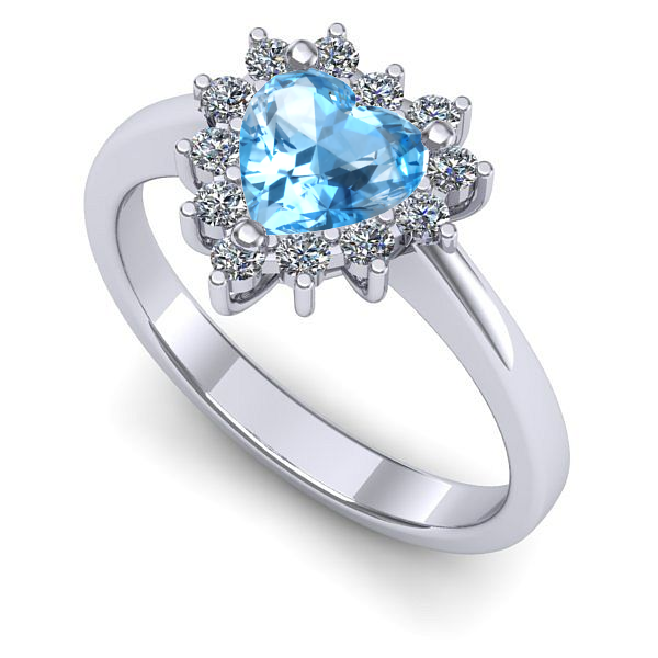 Inel logodna din aur alb cu topaz blue