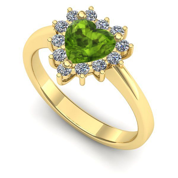 Inel logodna din aur galben cu peridot