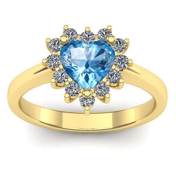 Inel de logodna cu topaz blue inima