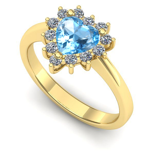Inel logodna din aur galben cu topaz blue