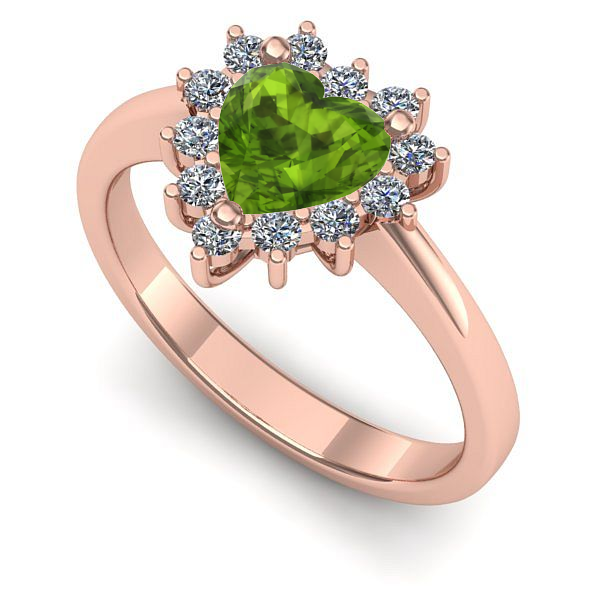Inel din aur roz cu peridot