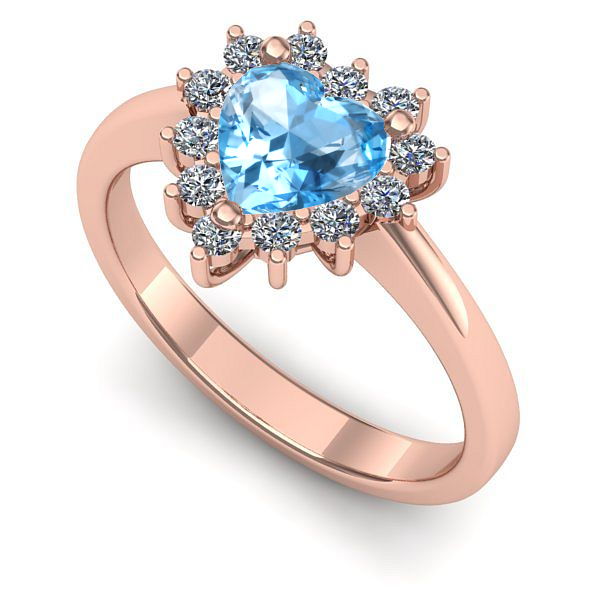 Inel din aur roz cu topaz blue