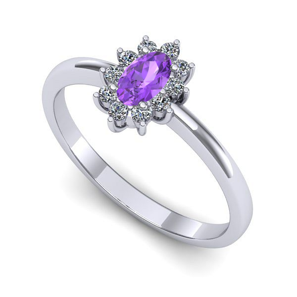 Inel logodna din aur alb cu ametist