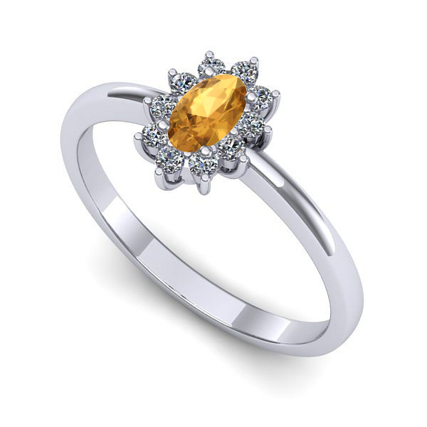 Inel de logodna din aur alb cu citrin