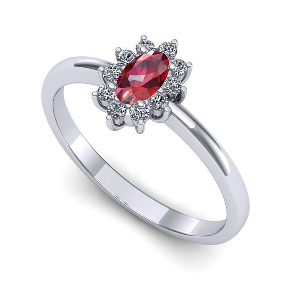 Inel logodna din aur alb cu rubin