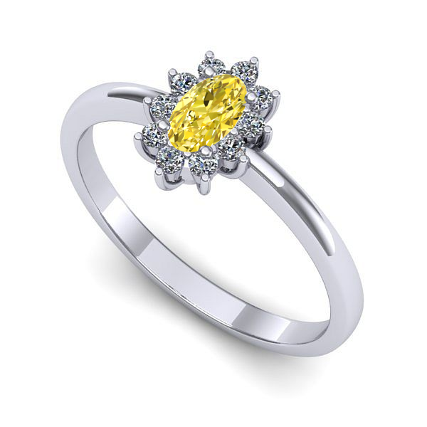 Inel de logodna din aur alb cu safir galben