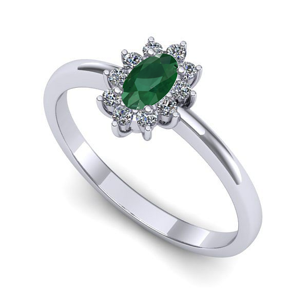 Inel din aur alb cu smarald