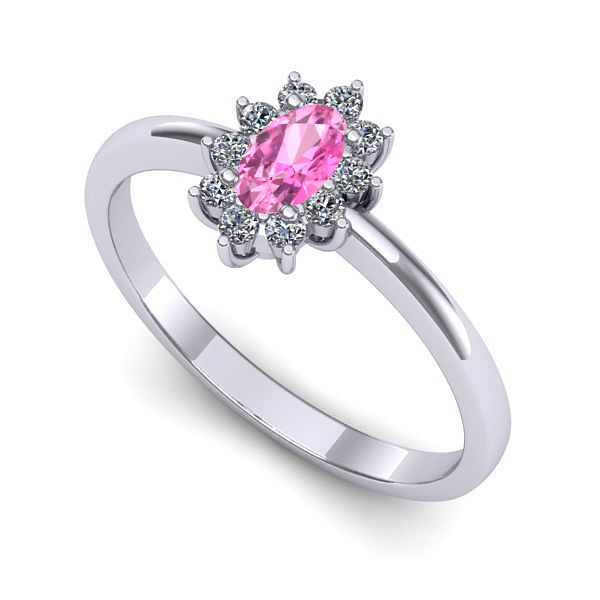 Inel logodna din aur alb cu safir roz