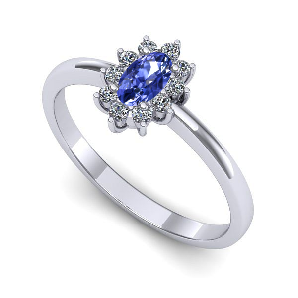 Inel logodna din aur alb cu tanzanit