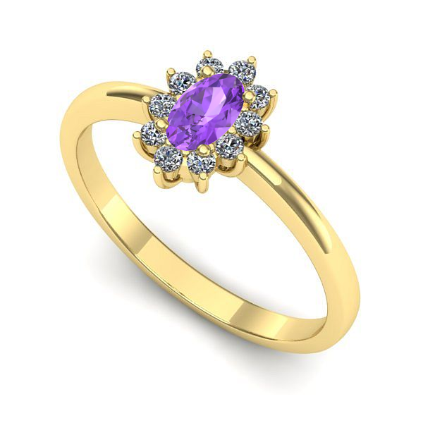 Inel din aur galben cu ametist