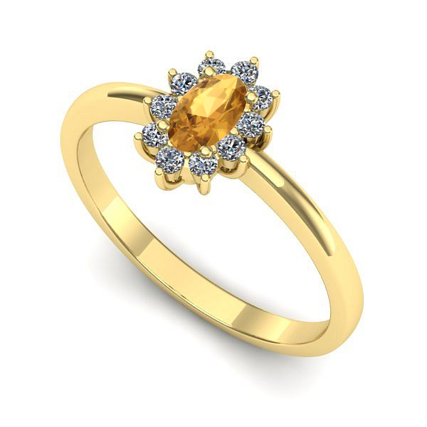 Inel de logodna din aur galben cu citrin